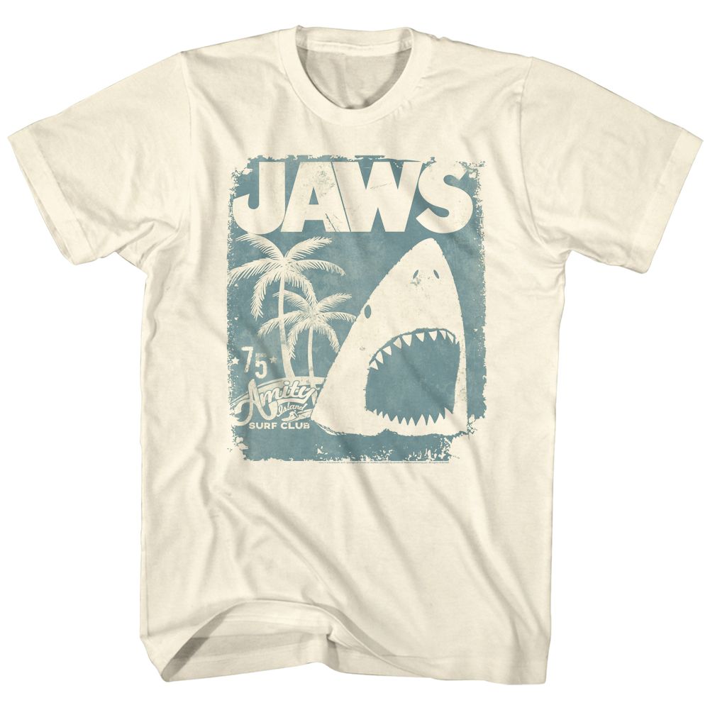 Wholesale JAWS Movie Surf Club Poster Solid Natural Adult T-Shirt