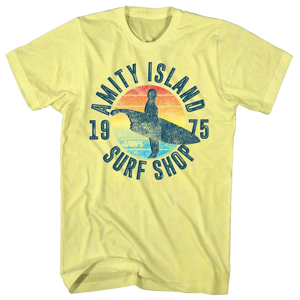 Wholesale JAWS Movie Surfshop Heather Yellow Adult T-Shirt