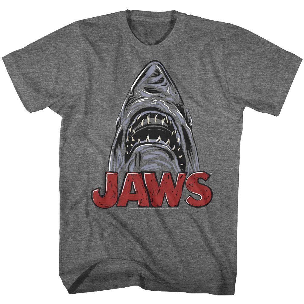 Wholesale JAWS Movie Sketchy Shark Heather Graphite Adult T-Shirt
