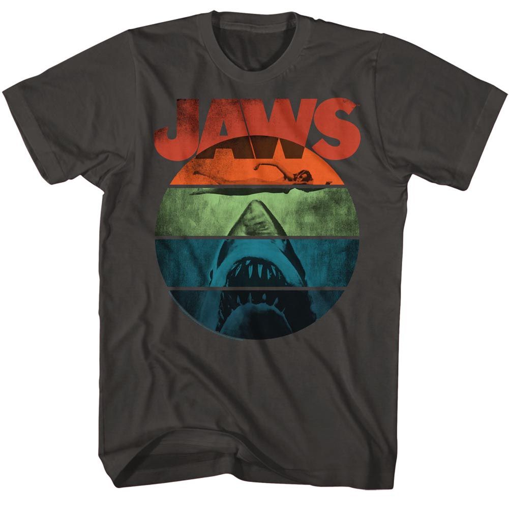 Wholesale JAWS Movie Text Arch Solid Smoke Adult T-Shirt