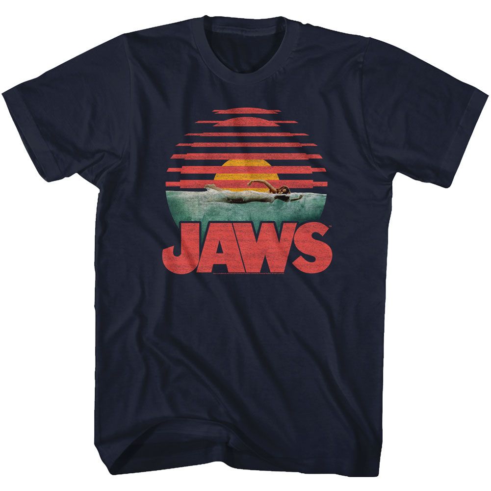 Wholesale JAWS Movie Sliced Navy Adult T-Shirt