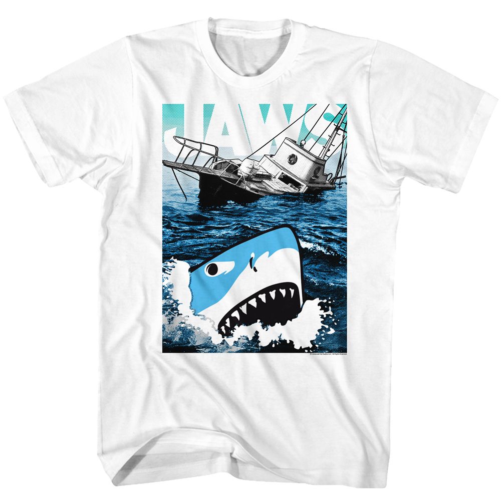 Wholesale JAWS Movie Cartoon Sharko White Adult T-Shirt