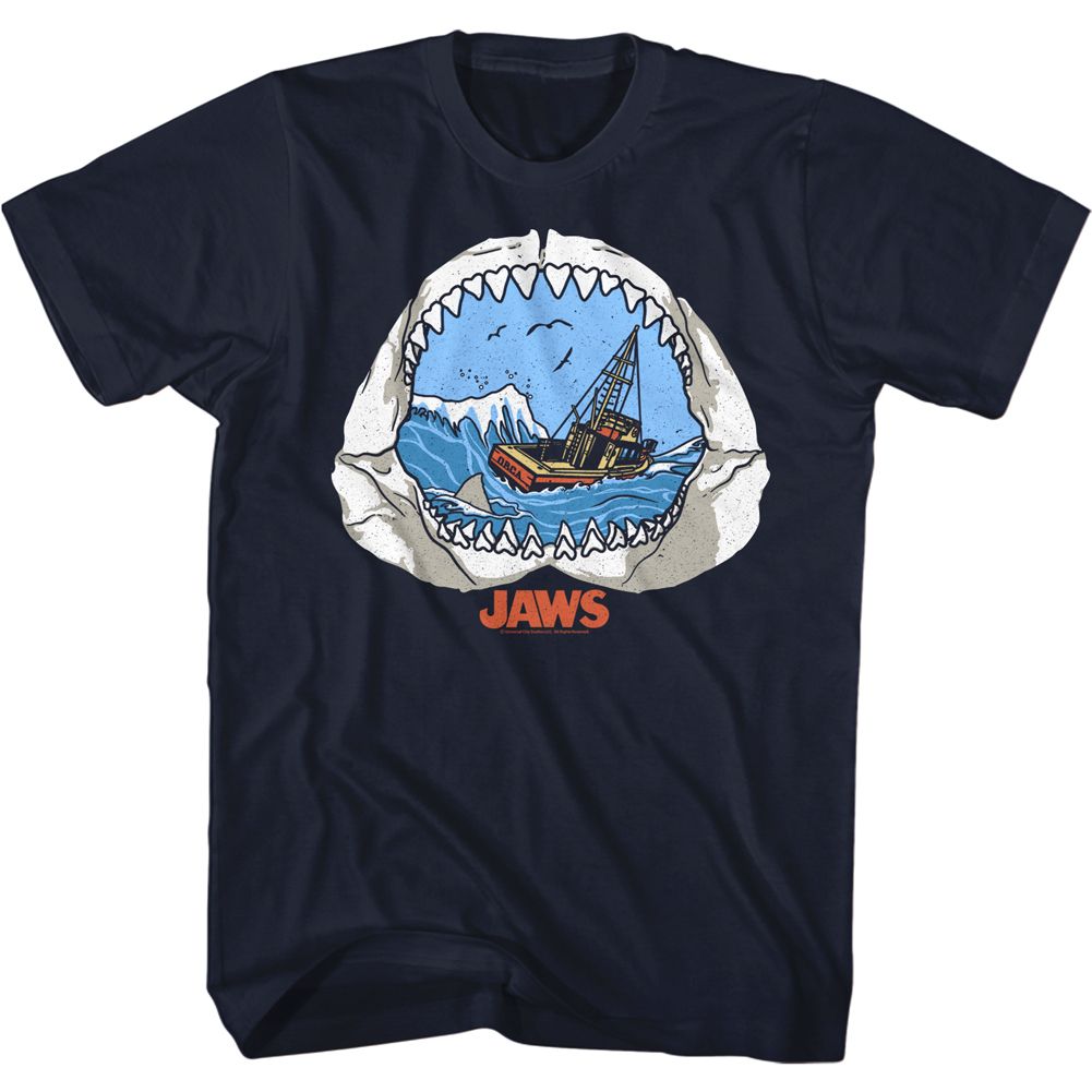 Wholesale JAWS Movie Jaw View Navy Adult T-Shirt