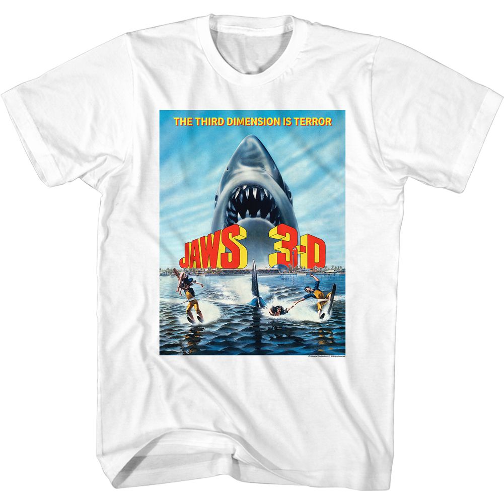 Wholesale JAWS Movie Simple Poster1 White Adult T-Shirt