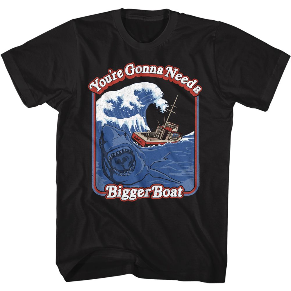 Wholesale JAWS Movie Storybook Bigger Boat Black Adult T-Shirt