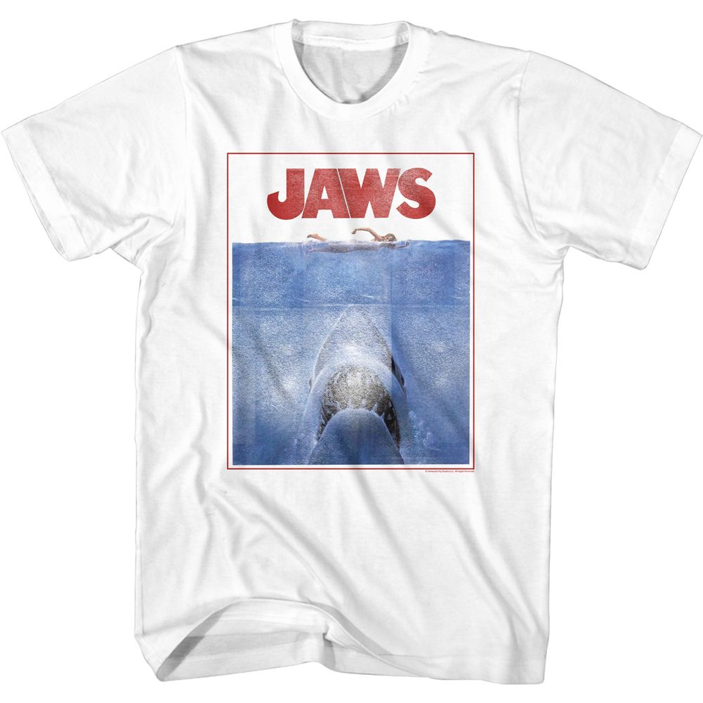 Wholesale JAWS Movie Outlined Poster White Adult T-Shirt