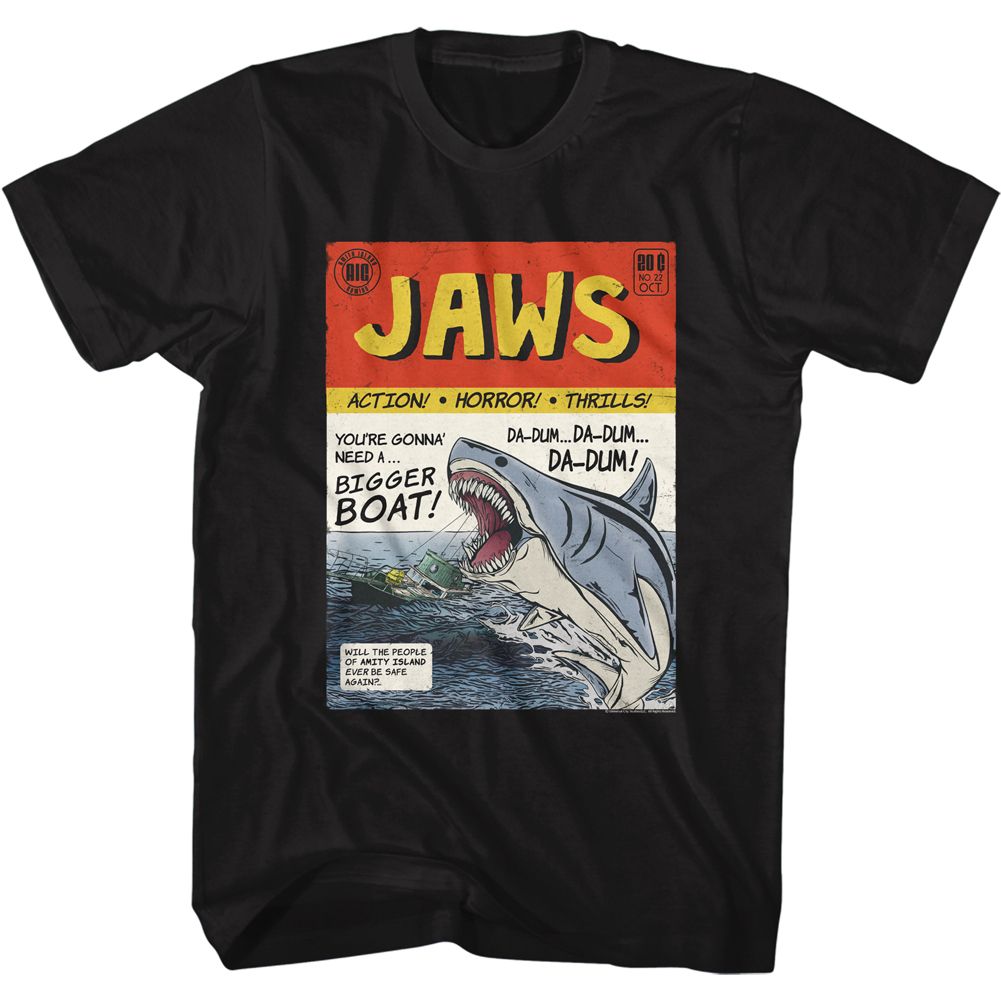 Wholesale JAWS Movie Comic Book Black Adult T-Shirt