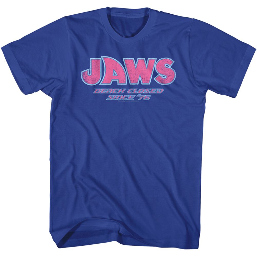 Wholesale JAWS Movie Beach Closed Solid Royal Adult T-Shirt