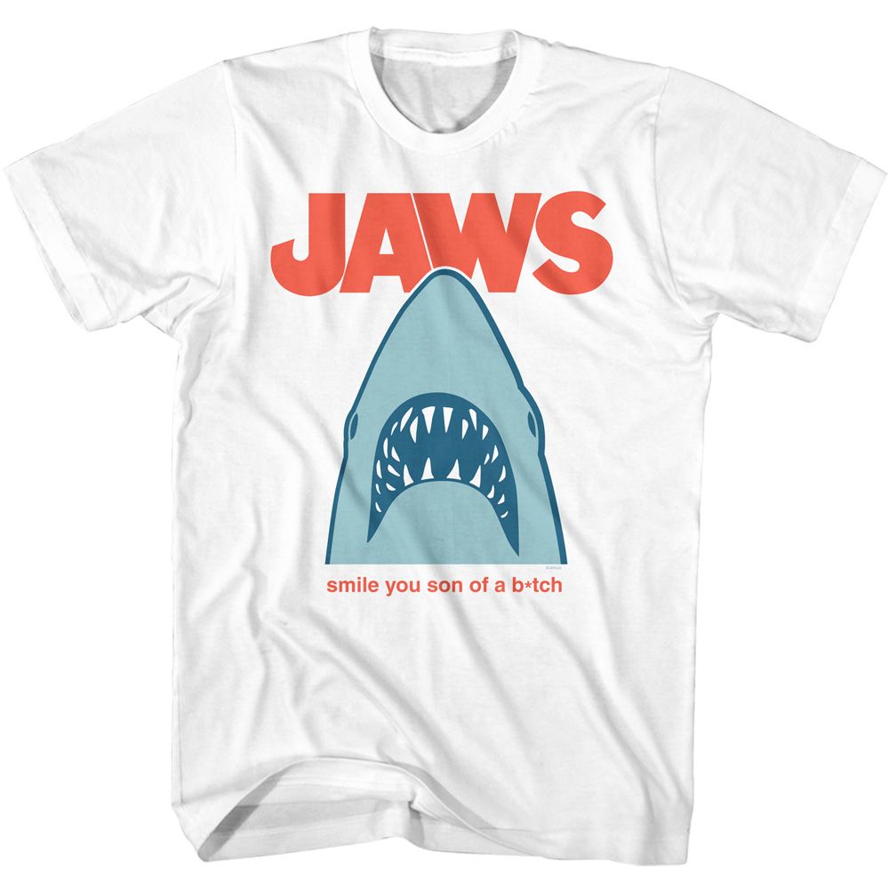 Wholesale JAWS Movie Minimal Smile Sob White Adult T-Shirt