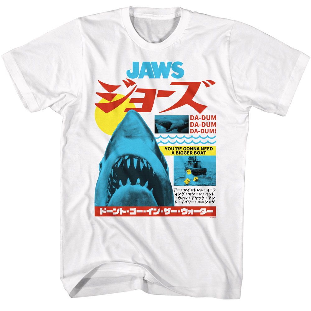 Wholesale JAWS Movie Japanese Text White Adult T-Shirt
