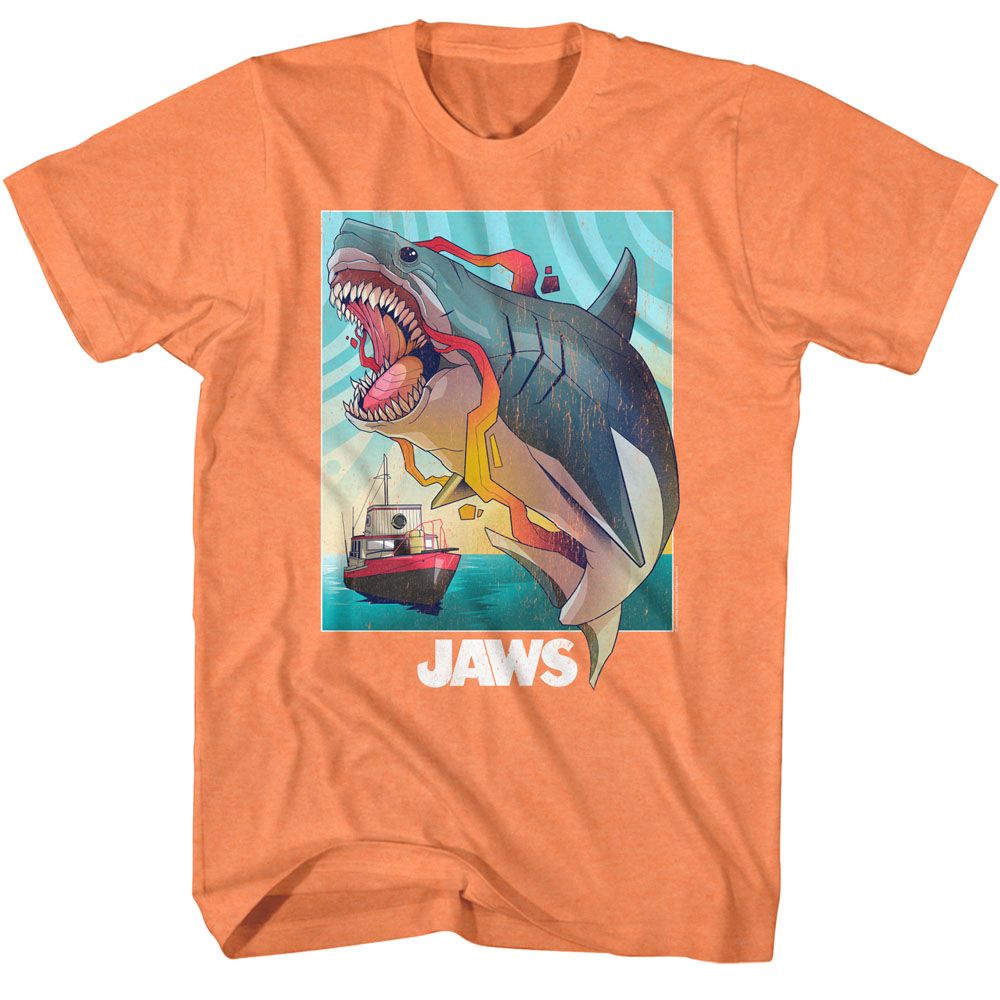 Wholesale JAWS Movie Colorful Heather Cantaloupe Adult T-Shirt