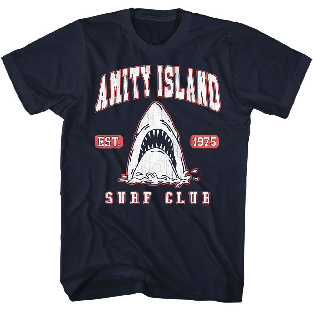 Wholesale JAWS Movie Surf Club Collegiate Navy Adult T-Shirt