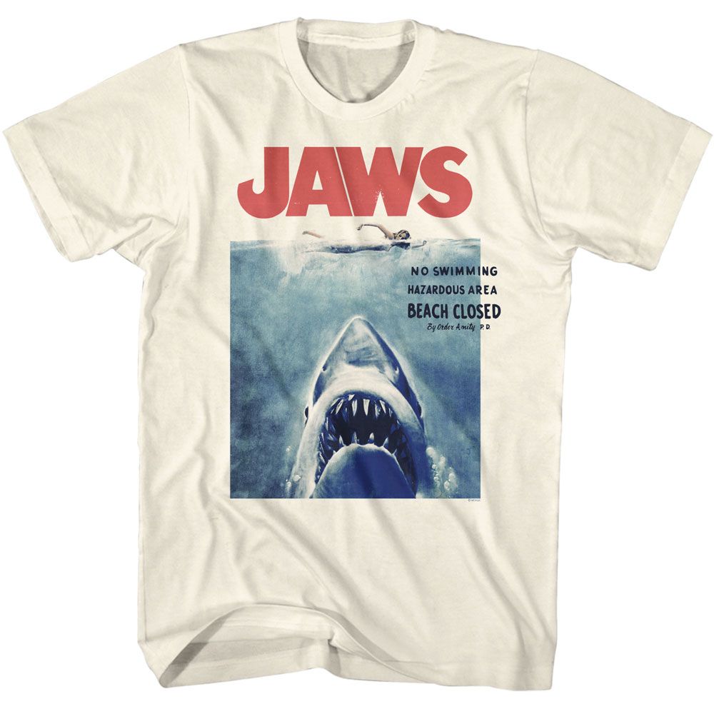 Wholesale JAWS Movie No Swimming Solid Natural Adult T-Shirt