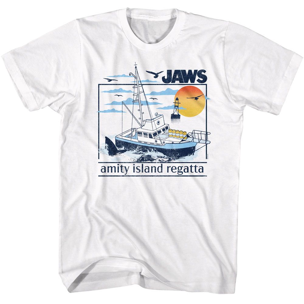 Wholesale JAWS Movie Amity Island Regatta White Adult T-Shirt