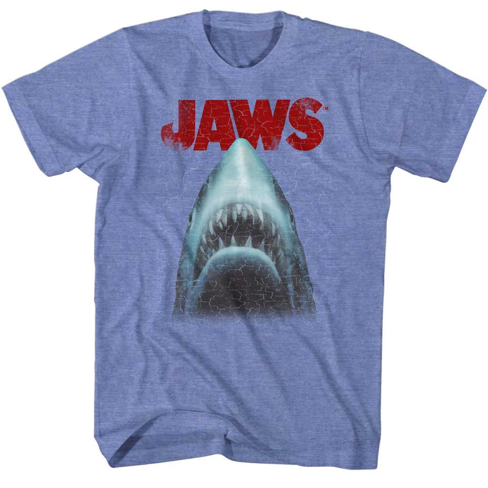 Wholesale JAWS Movie Stressed Out Heather Light Blue Adult T-Shirt