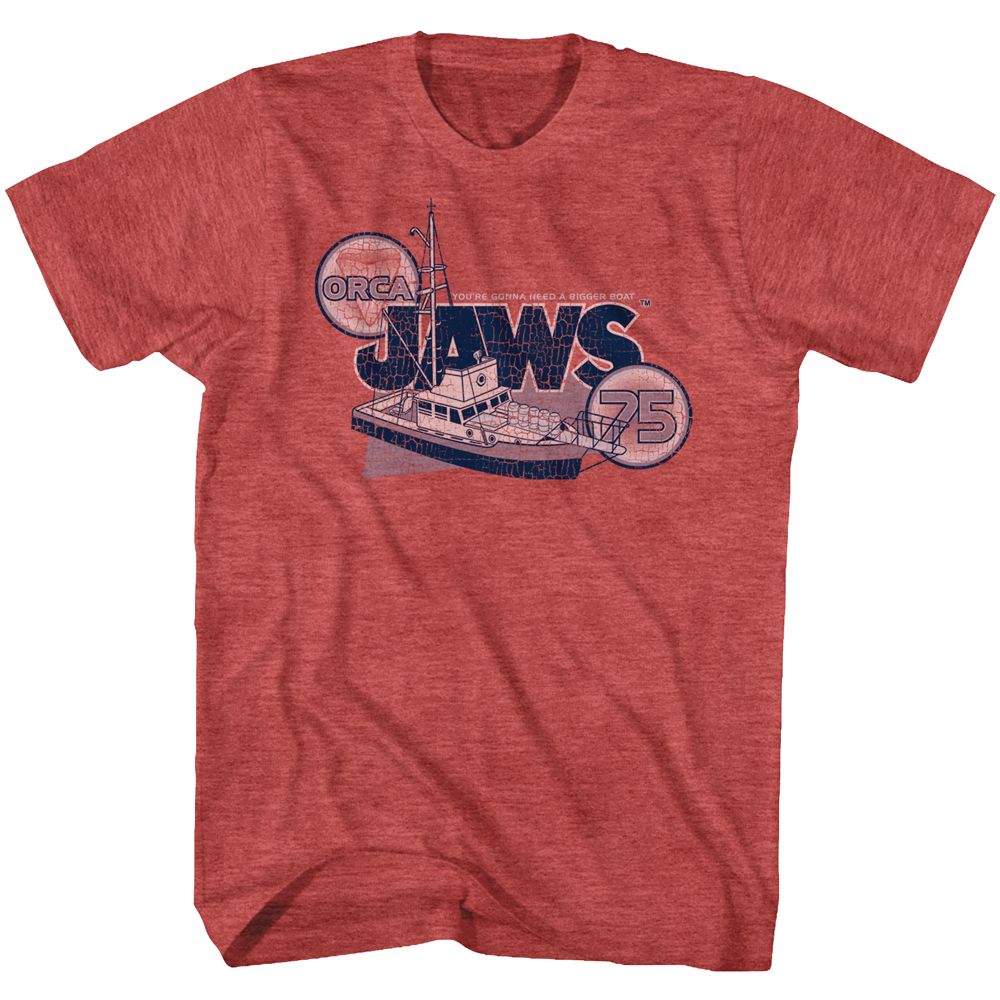Wholesale JAWS Movie Orca 75 Solid Red Adult T-Shirt