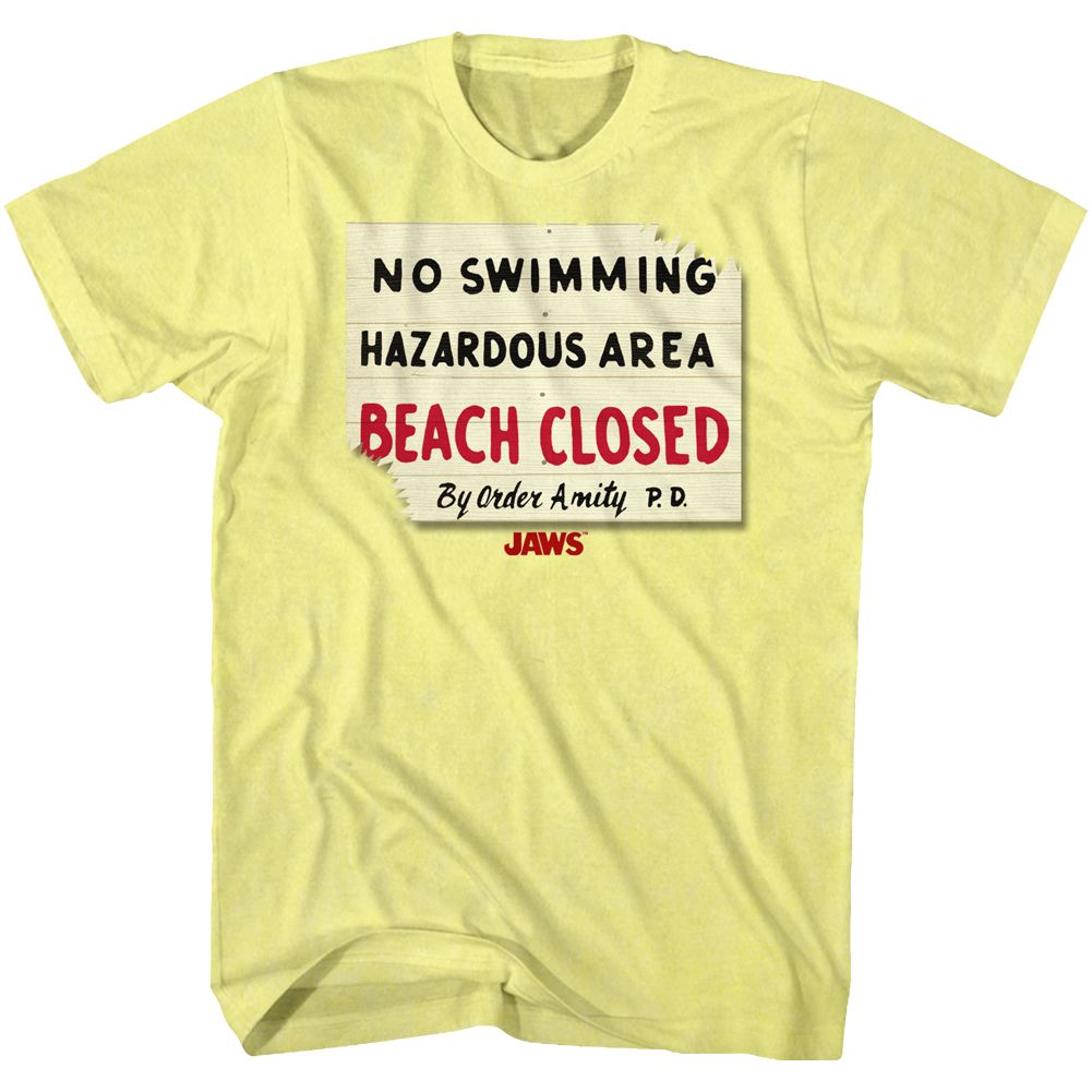 Wholesale JAWS Movie Hazardous Heather Yellow Adult T-Shirt