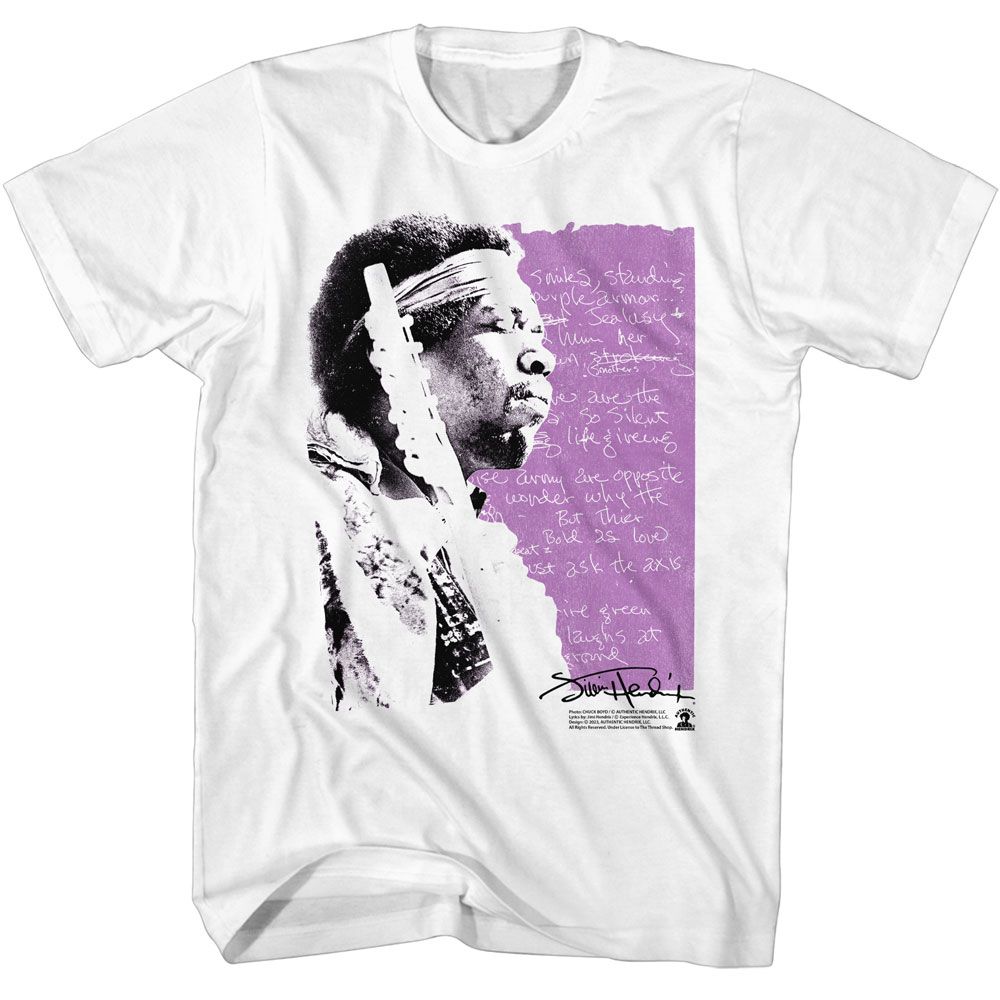 Wholesale Jimi Hendrix Handwritten Lyrics T-Shirt