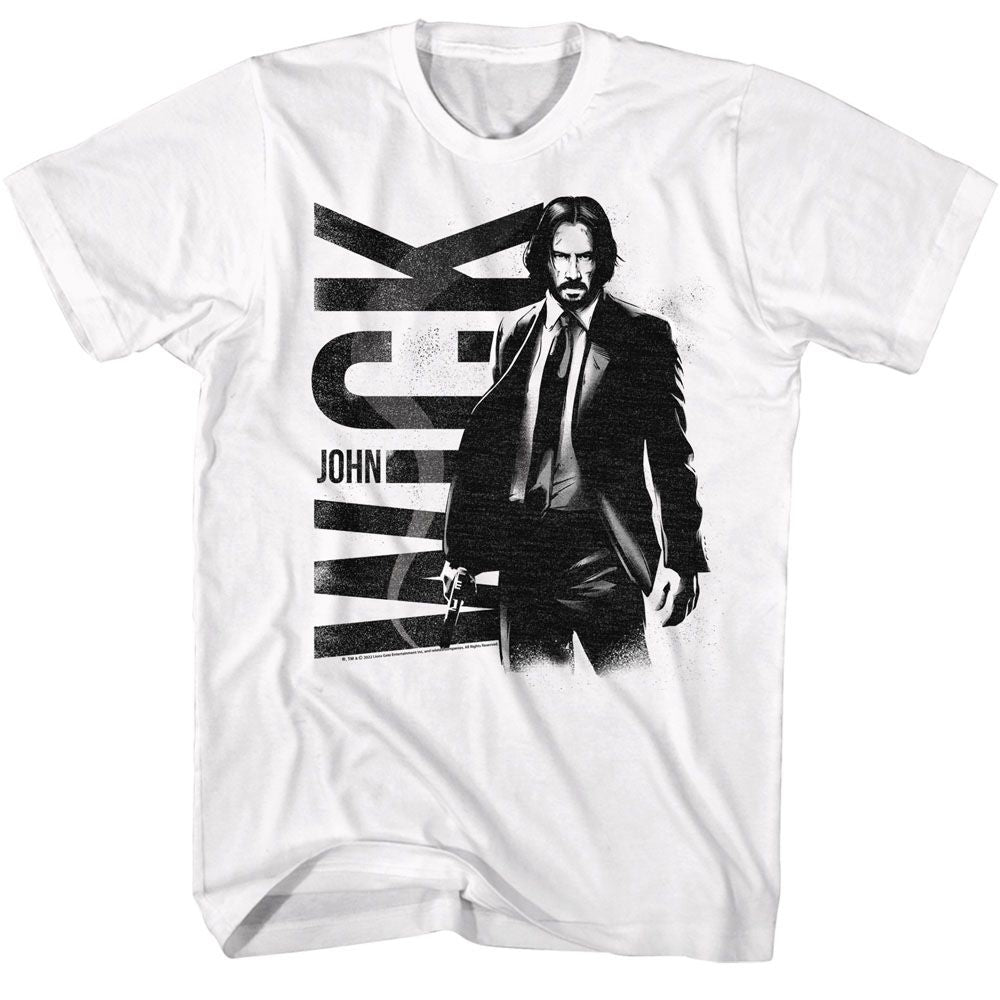 Wholesale John Wick B&W John Wick White Adult T-Shirt