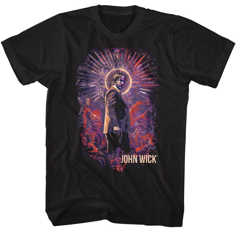 Wholesale John Wick Neon Halo Recolor Black Adult T-Shirt