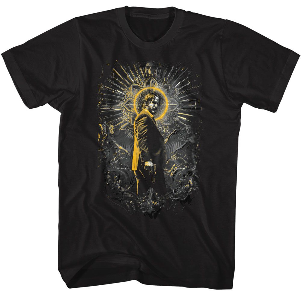 Wholesale John Wick Golden Highlights Halo Black Adult T-Shirt