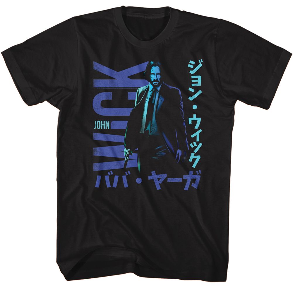 Wholesale John Wick Japanese Characters in Blue Black Adult T-Shirt