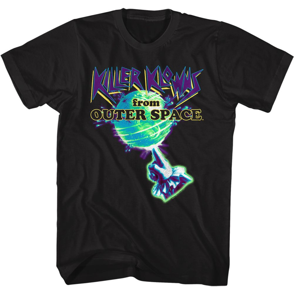 Wholesale Killer Klowns Earth and Hand in Neon Black Adult T-Shirt