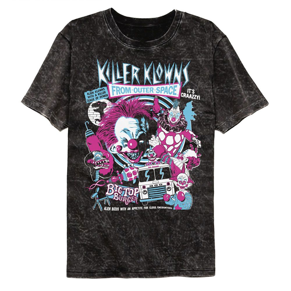 Wholesale Killer Klowns from Outer Space Big Top Black Premium Fashion Mineral Wash Movie T-Shirt
