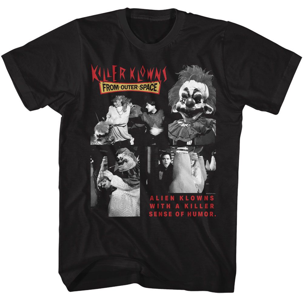 Wholesale Killer Klowns Four B&W Photos Black Adult T-Shirt