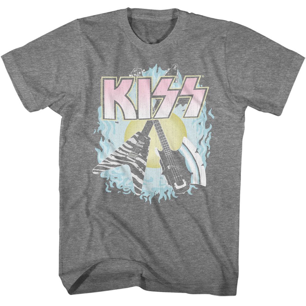 Wholesale KISS Two Guitars Heather T-Shirt