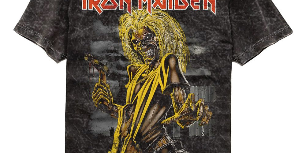 Wholesale Iron Maiden Killers Eddie Black Premium Fashion Mineral Wash Band T-Shirt