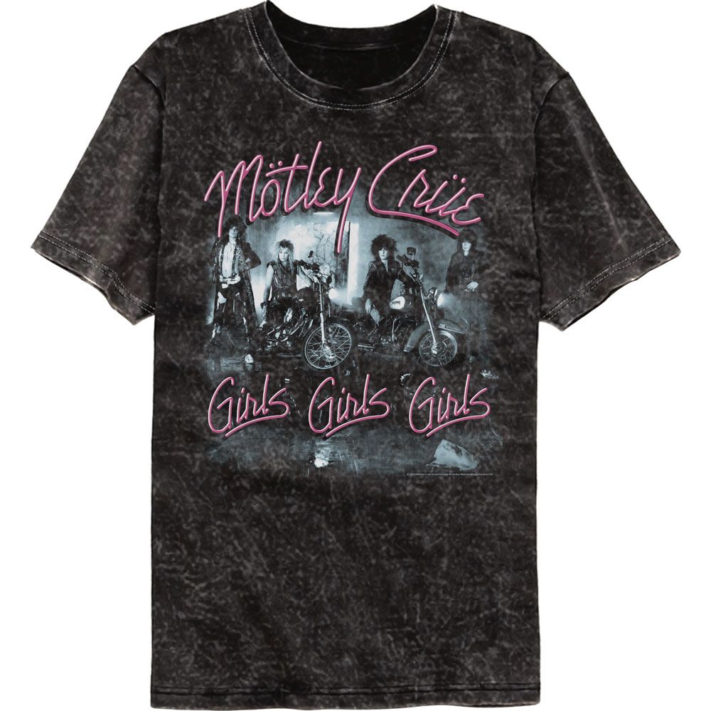 Wholesale Motley Crue Girls Black Mineral Wash Premium Fashion Band T-Shirt