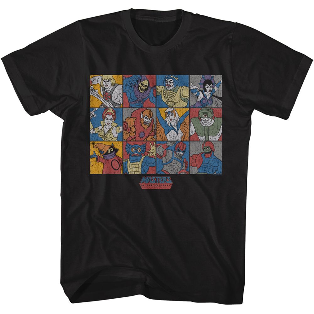 Wholesale Masters of the Universe Character Blocks Black T-Shirt