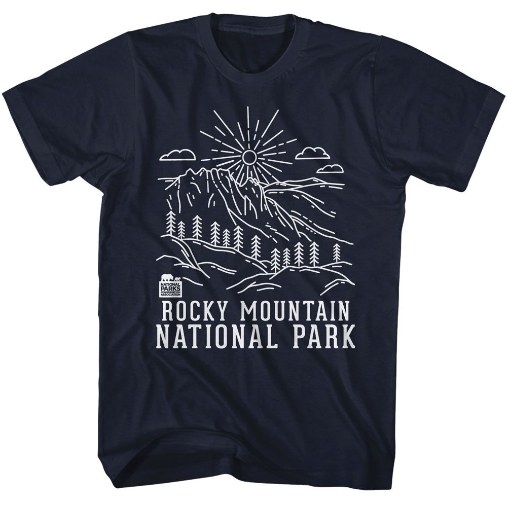Wholeale NPCA-ROCKY MOUNTAIN MINIMAL LINE ART-NAVY ADULT S/S TSHIRT-S