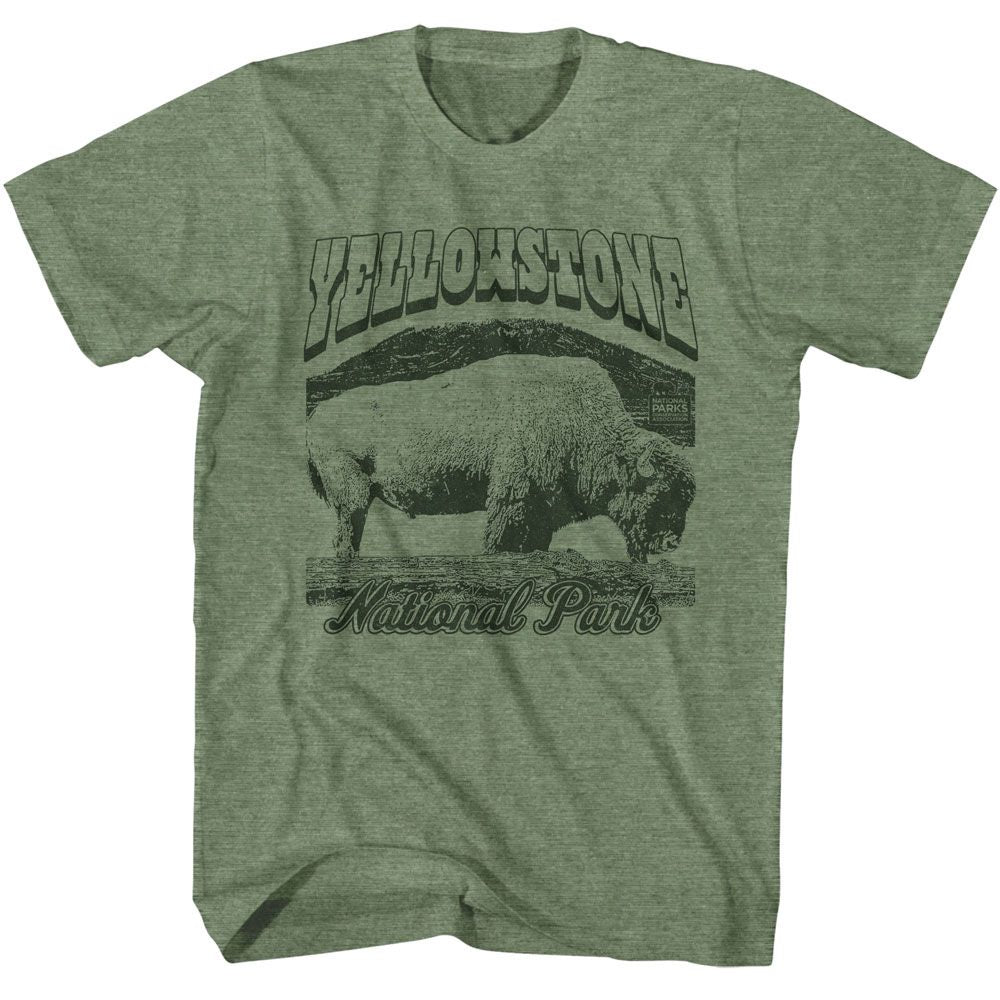 Wholeale NPCA-YELLOWSTONE BISON-MILITARY GREEN HEATHER ADULT S/S TSHIRT-S