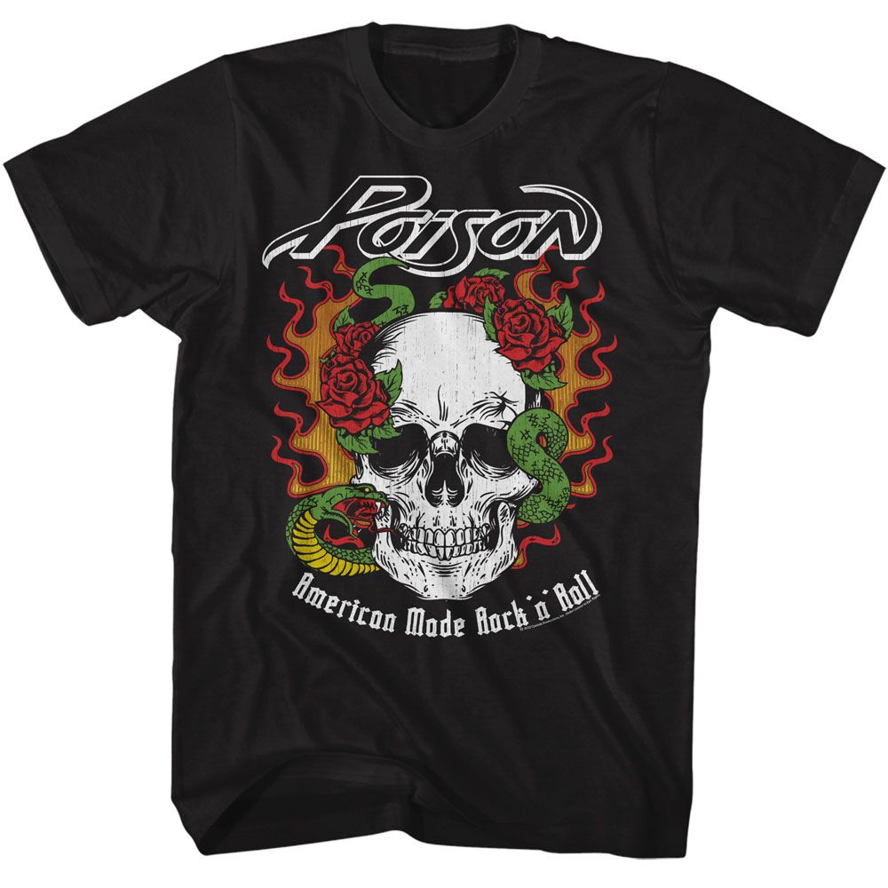 Wholesale Poison Flame Skull With Snake T-Shirt