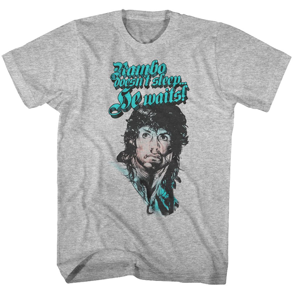 Wholesale Rambo Movie Rain on your Face Heather Gray Adult T-Shirt