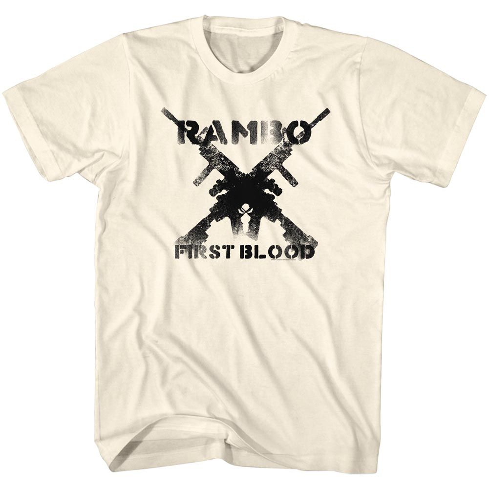 Wholesale Rambo Movie Guns Solid Natural Adult T-Shirt