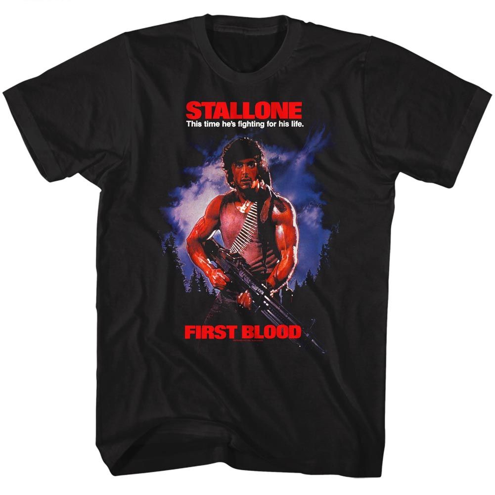 Wholesale Rambo Movie First Blood Black Adult T-Shirt