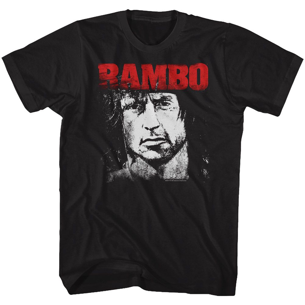 Wholesale Rambo Movie Red and White Black Adult T-Shirt