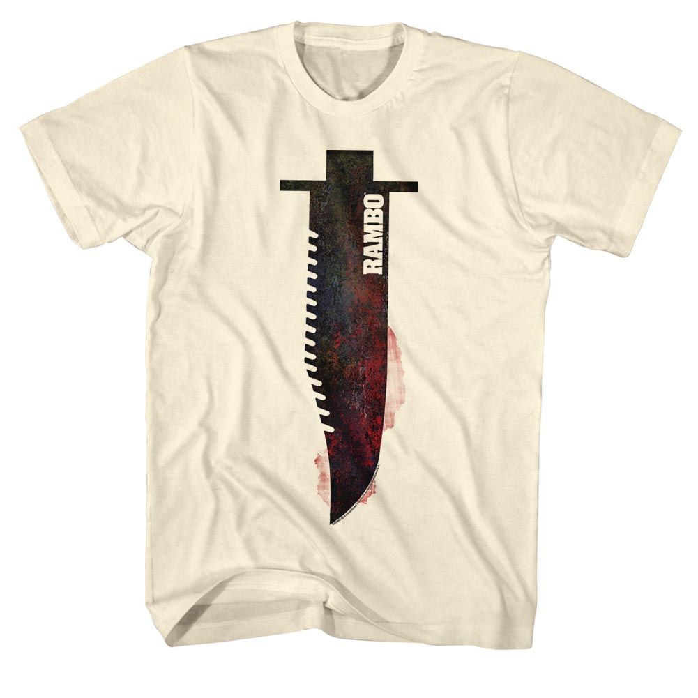 Wholesale Rambo Movie the Knife Solid Natural Adult T-Shirt