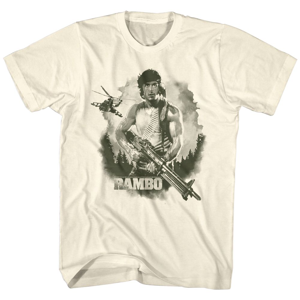 Wholesale Rambo Movie Watercolor Solid Natural Adult T-Shirt