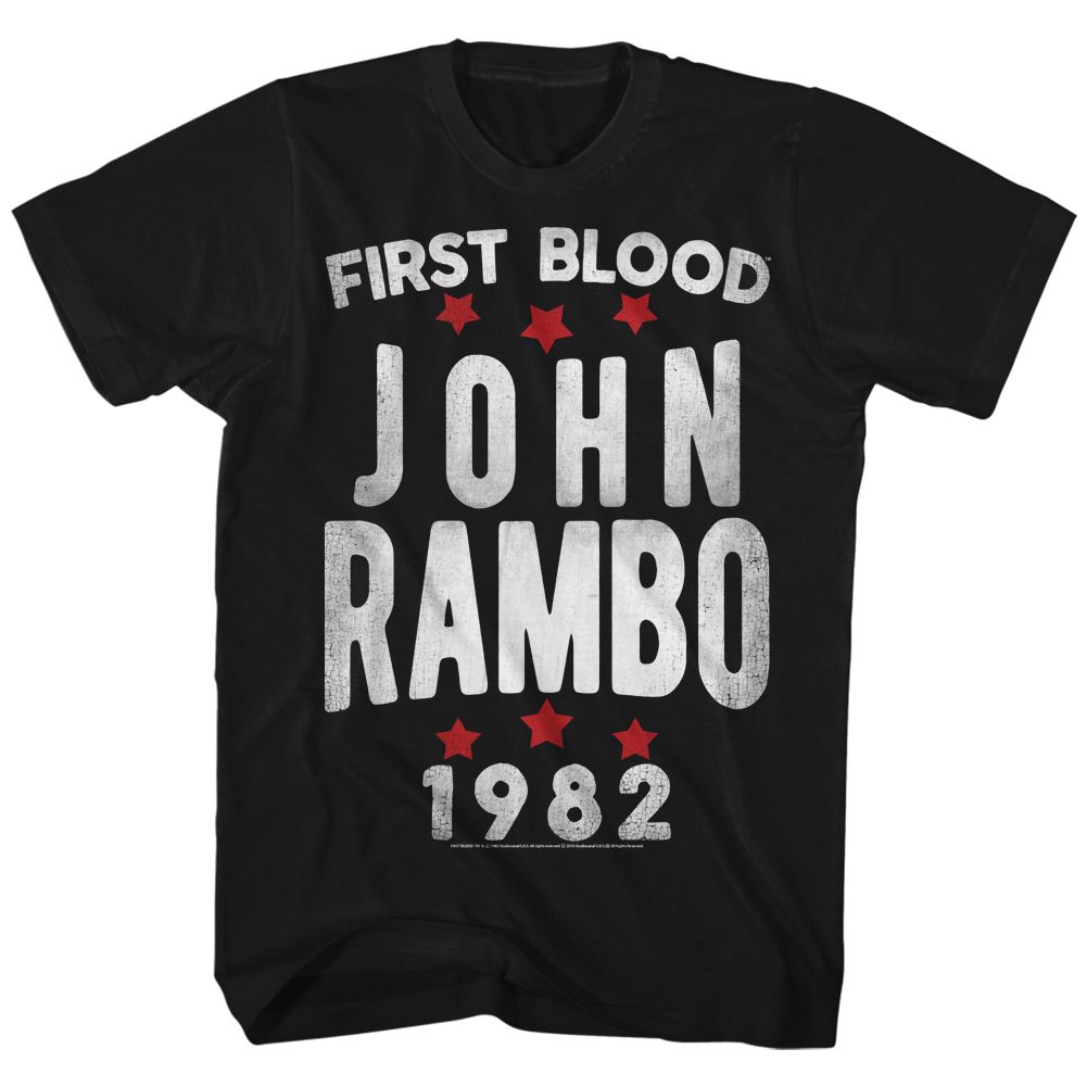Wholesale Rambo Movie Stars Black Adult T-Shirt