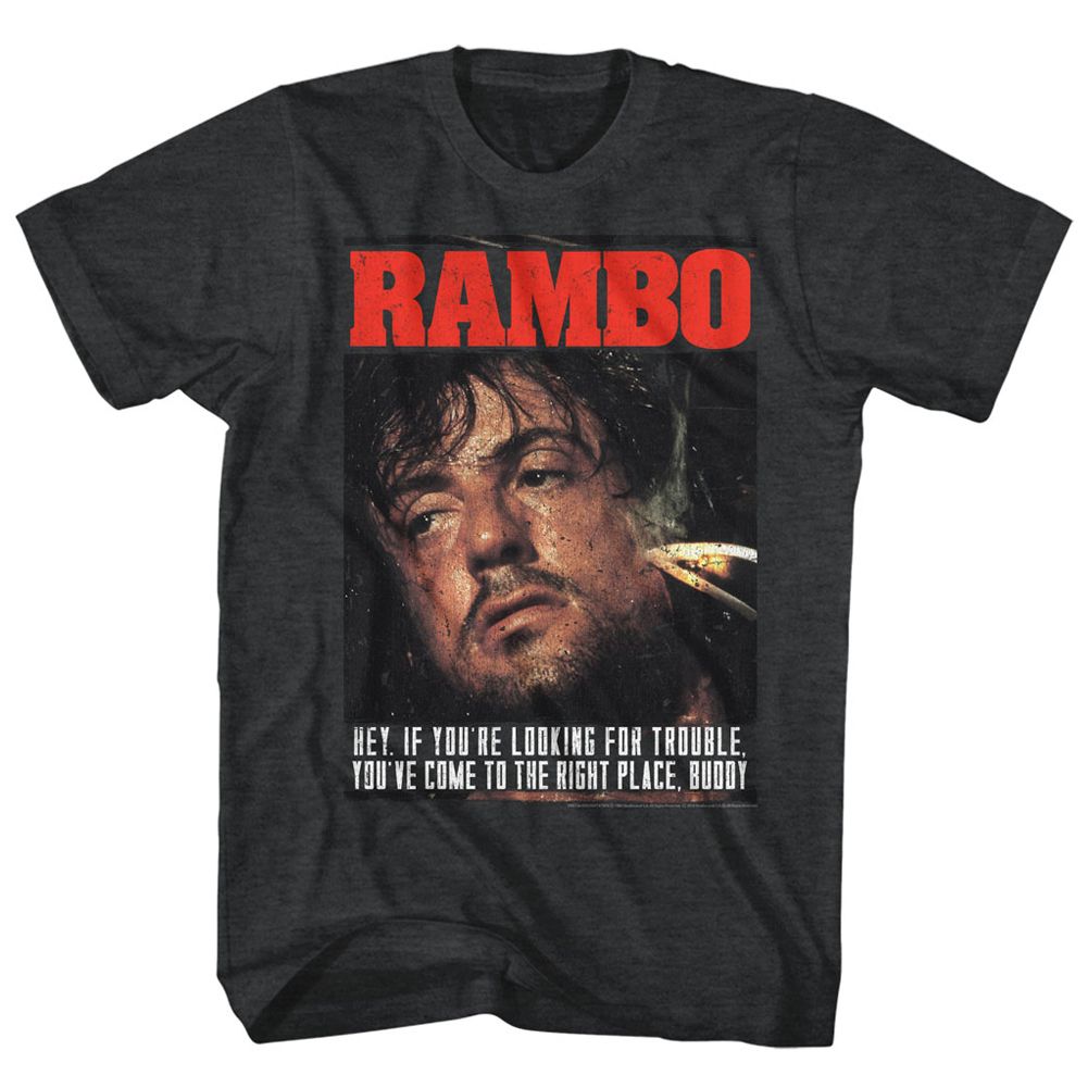 Wholesale Rambo Movie Gimme Dat Sizzle Heather Black Adult T-Shirt