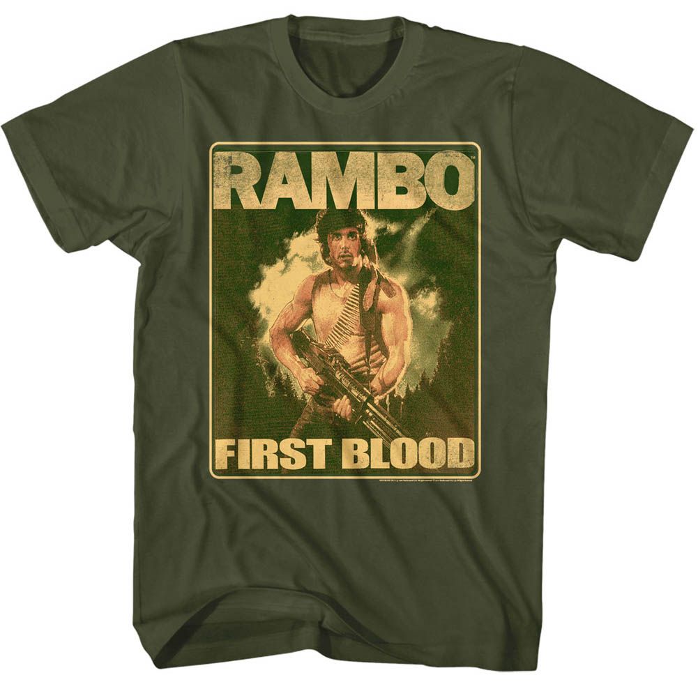 Wholesale Rambo Movie Lil Ramblins Solid Military Green Adult T-Shirt