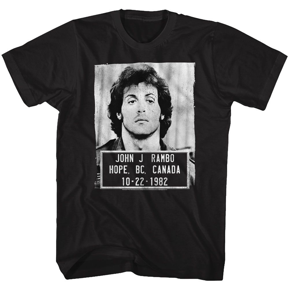 Wholesale Rambo Movie Mugshot Black Adult T-Shirt