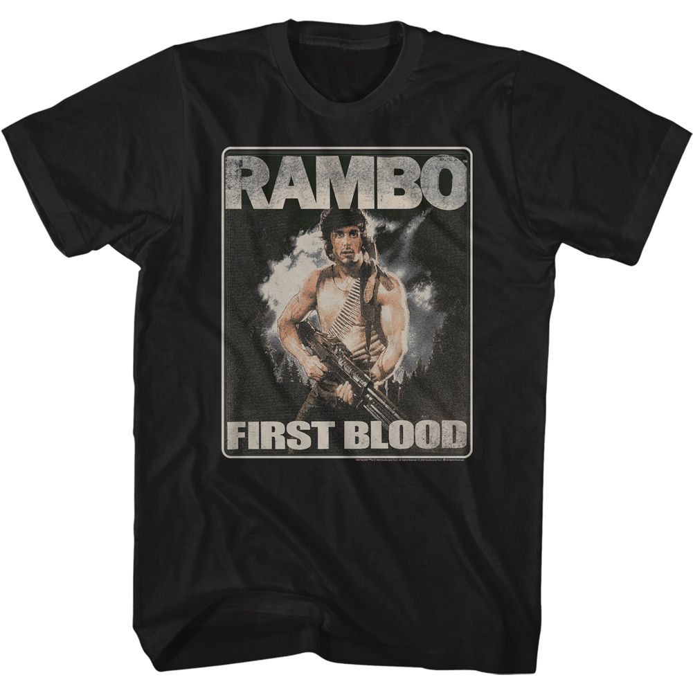 Wholesale Rambo Movie First Blood Black Adult T-Shirt