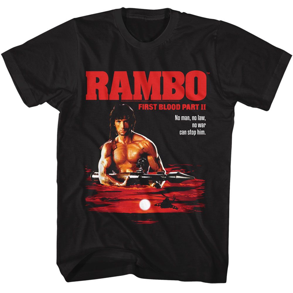 Wholesale Rambo Movie Cant Stop Him Black Adult T-Shirt