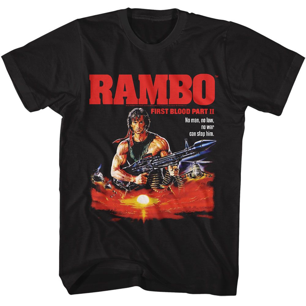 Wholesale Rambo Movie No Man No Law Black Adult T-Shirt