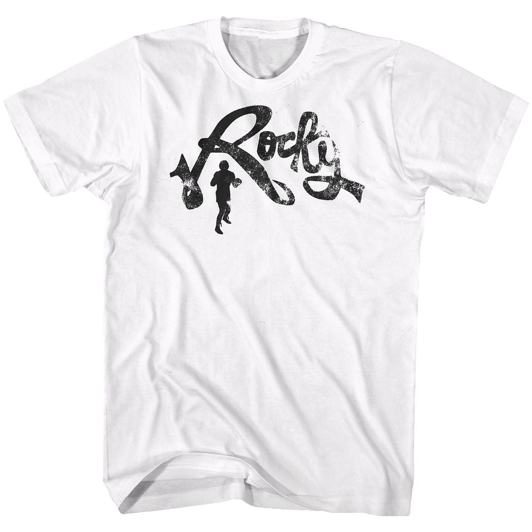 Wholesale Rocky Movie Cursive White Adult T-Shirt